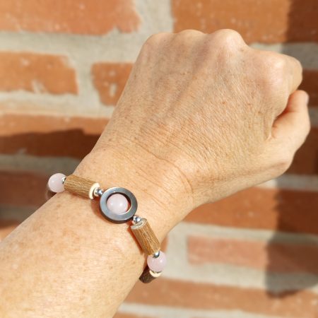 Bracelet Noisetier Quartz Rose Nacre