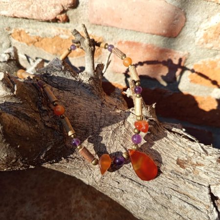 Collier Noisetier Cornaline Améthyste Aventurine