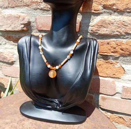 Collier Noisetier Cornaline Citrine Régénération Féminine