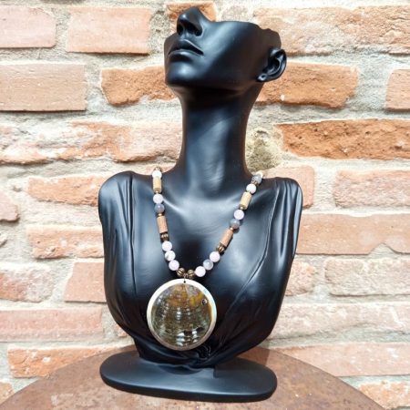 Collier Quartz rose Agate Botswana