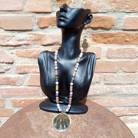 Collier Quartz rose Agate Botswana