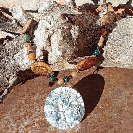 Collier Agate Mousse Aventurine Respiration Cœur