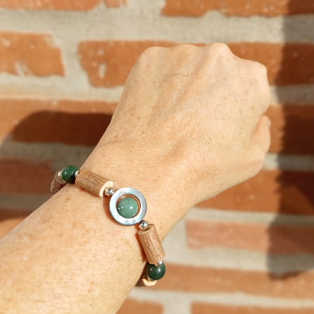 Bracelet Noisetier Agate Mousse Nacre