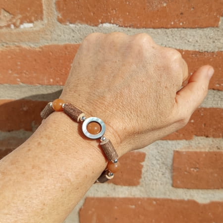 Bracelet Noisetier Aventurine orange Nacre