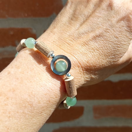 Bracelet Noisetier Aventurine verte Nacre