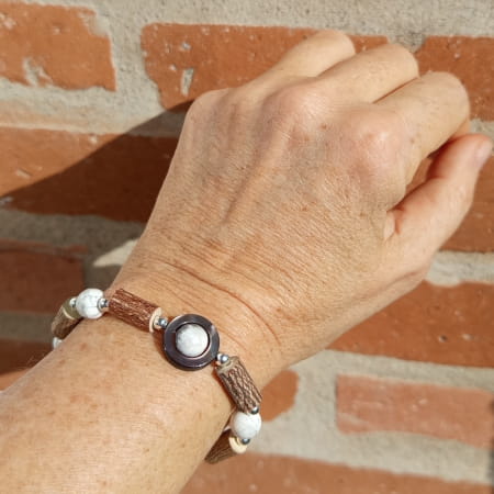 Bracelet Noisetier Howlite Nacre