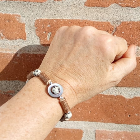 Bracelet Noisetier Jaspe Dalmatien Nacre