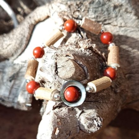 Bracelet Noisetier Jaspe Rouge Nacre