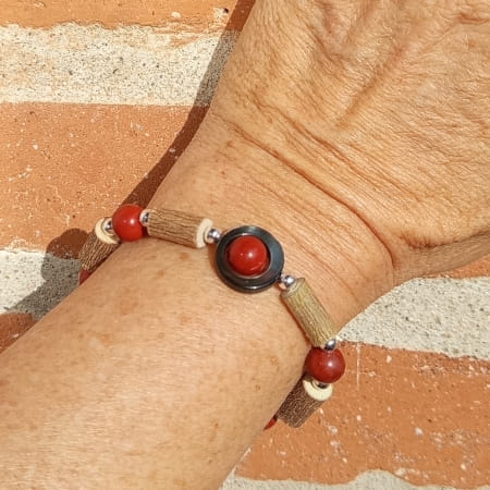 Bracelet Noisetier Jaspe Rouge Nacre