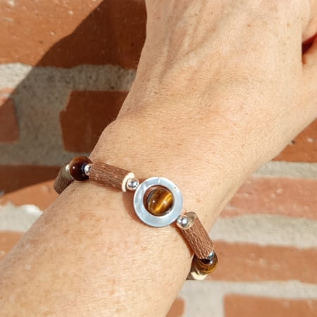 Bracelet Noisetier Œil de Tigre Nacre
