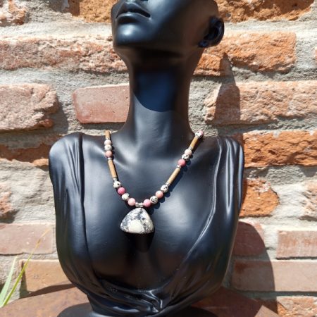 Collier Rhodochrosite Jaspe Moligano