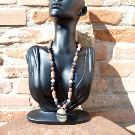 Collier Agate Botswana Rhodonite Anti Stress