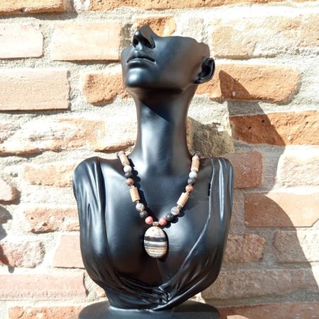 Collier Agate Botswana Rhodonite Anti Stress